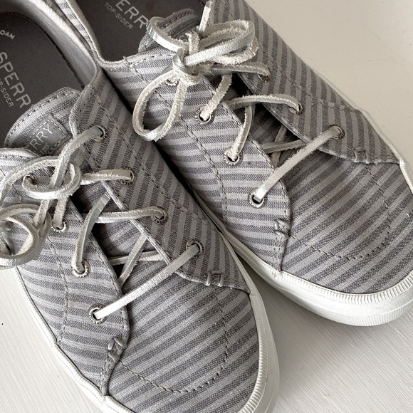 NEW SPERRY Crest Vibe Gray Metallic Stripe Memory Foam Top-Sider Shoes in Box - Picture 15 of 17